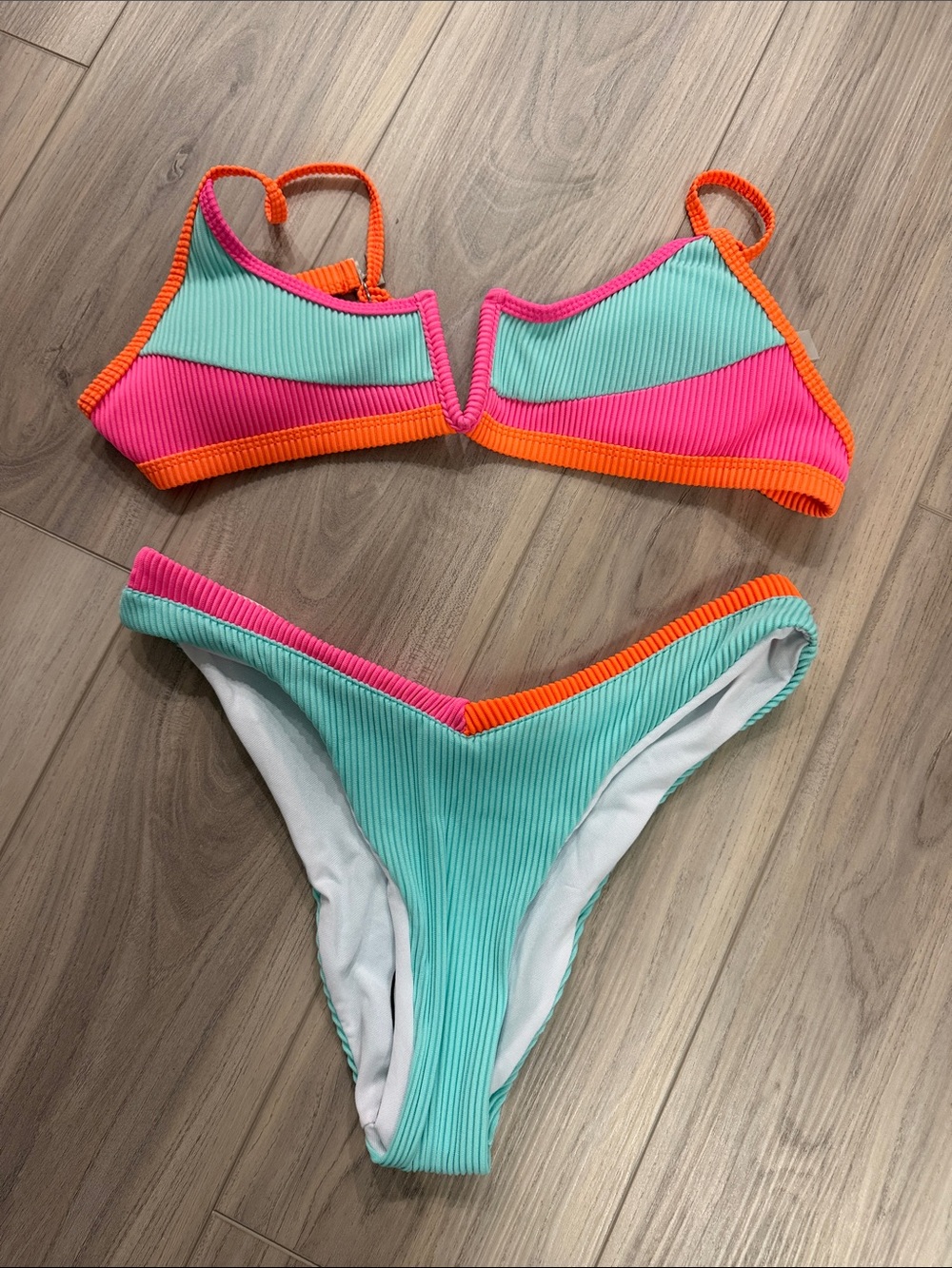 Women’s Colorblock Ribbed Bikini Set